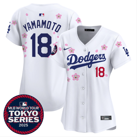 Women Los Angeles Dodgers 18 Yamamoto Tokyo Series 2025 white Limited Stitched Jersey